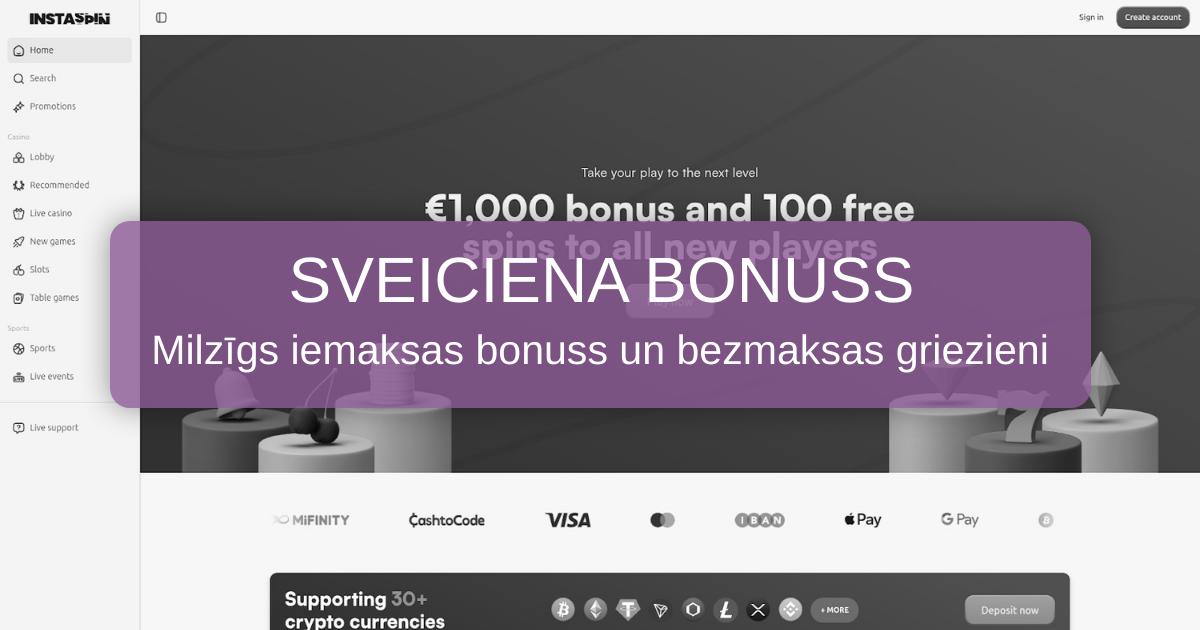 InstaSpin Casino - Labākie tiešsaistes sloti un bonusi Latvijā